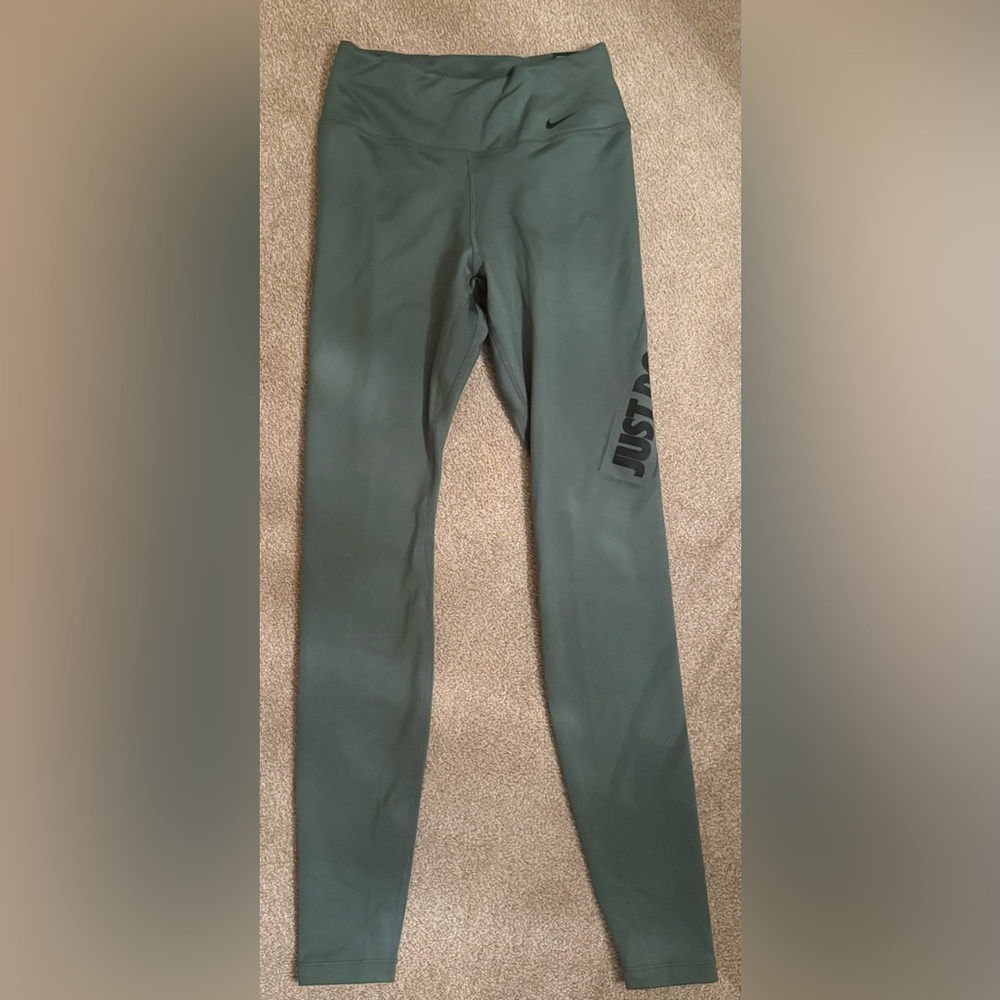 Nike Olive Green Leggings with Black Print Sz S